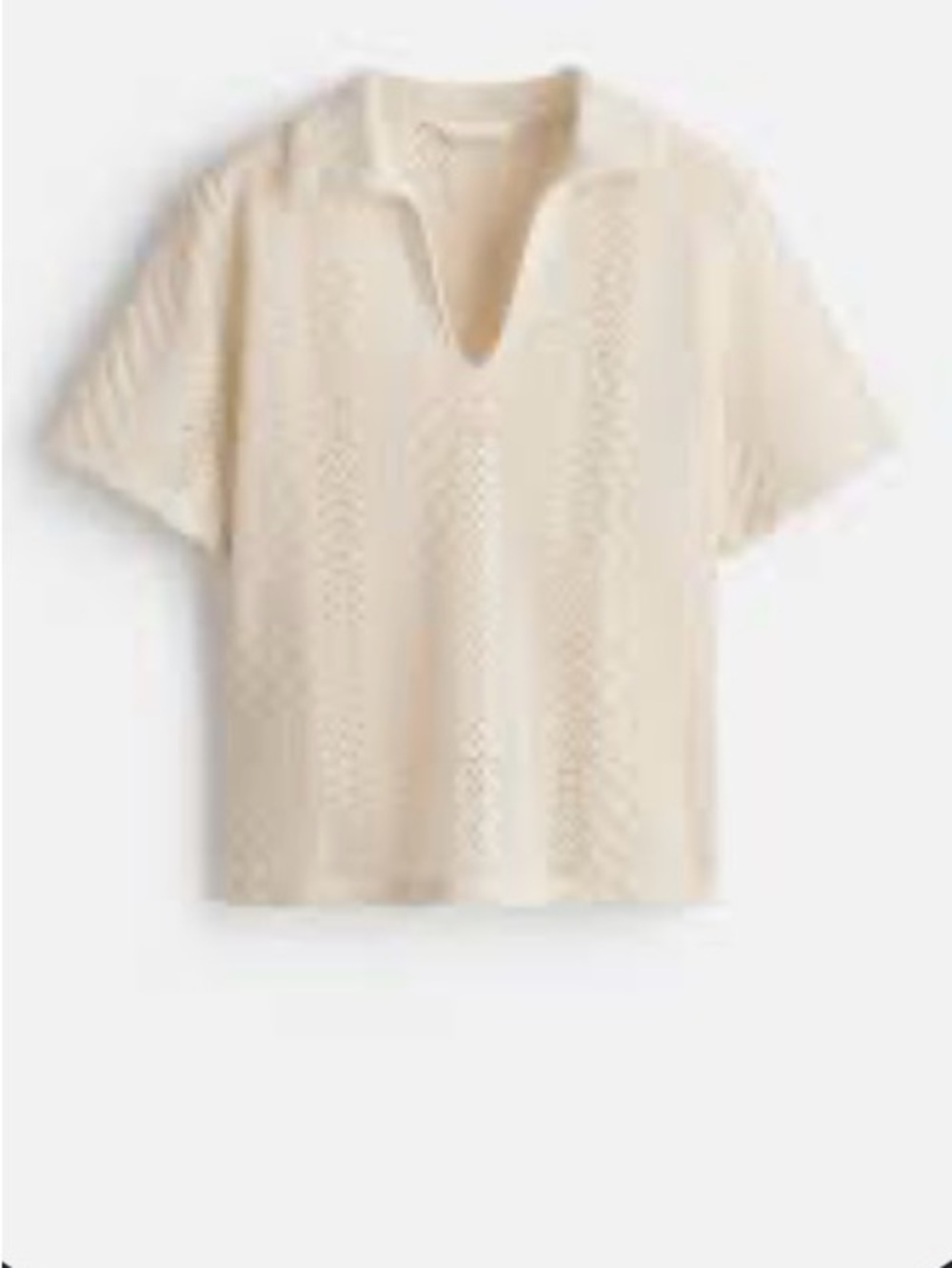 H&M Cream Openwork I Knit Polo Shirt Size S NWT